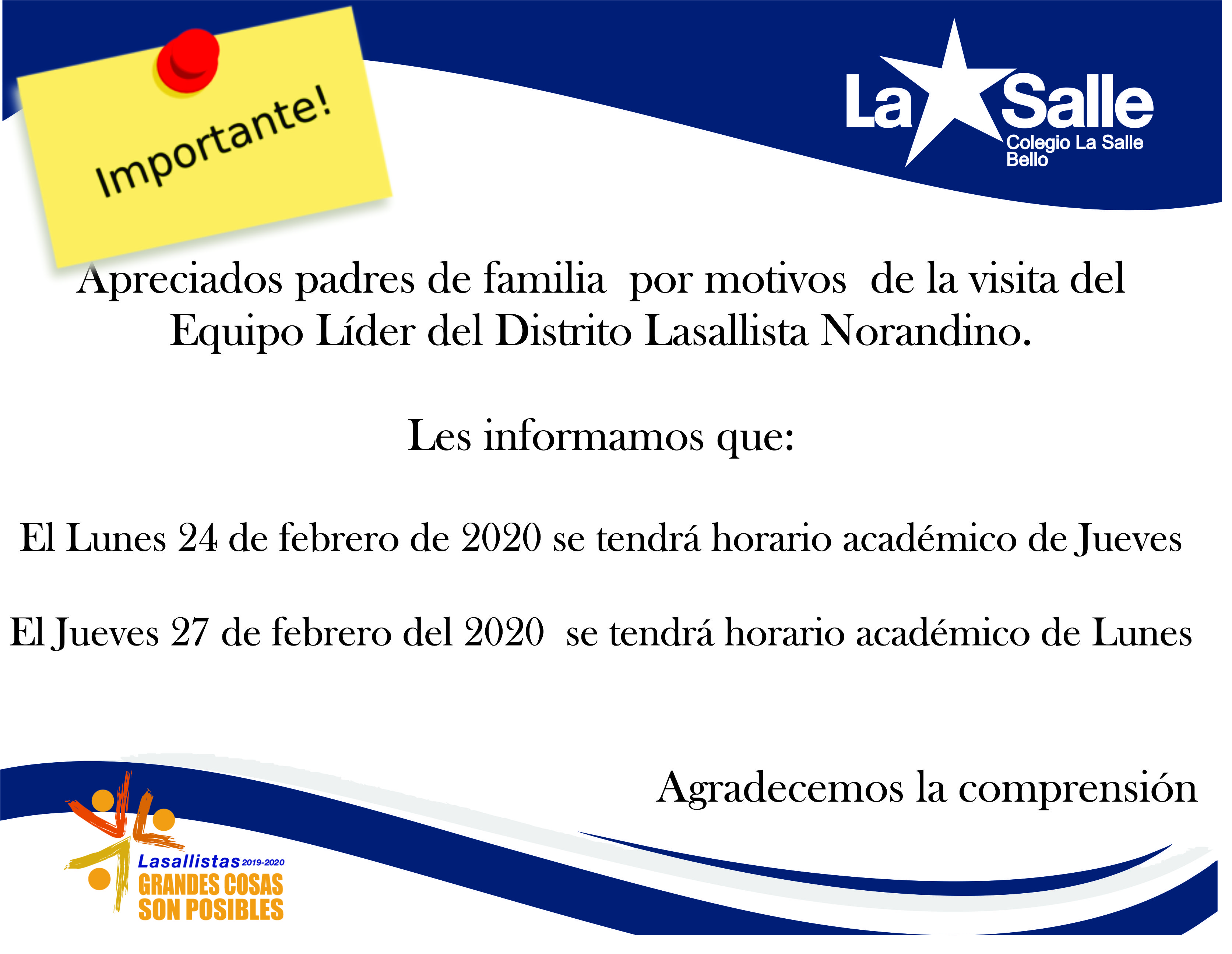 aviso cambio de horarios académicos